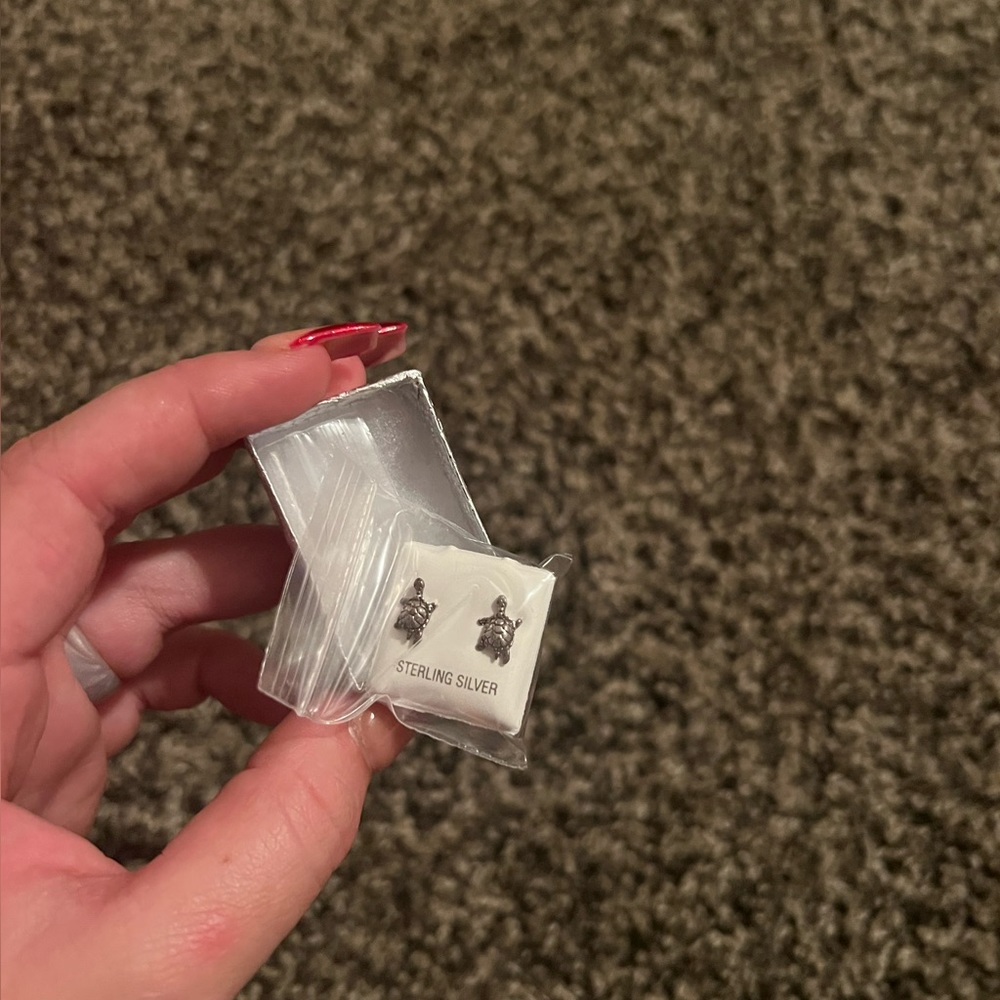 Sterling Silver Turtle Earrings